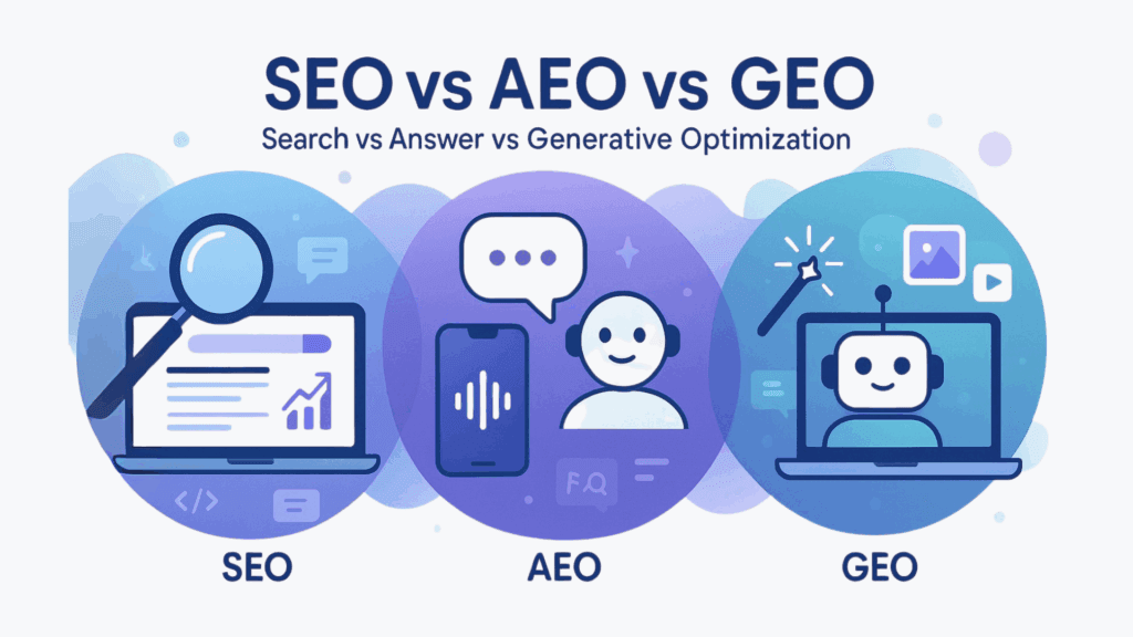 SEO Vs AEO Vs GEO Guía Completa Para Ganar Visibilidad En IA 2 SEO vs AEO vs GEO en la práctica