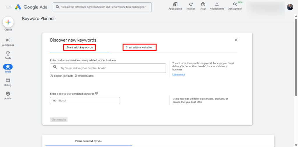 Descubrir palabras clave en el Planificador de palabras clave de Google Descubrir palabras clave en el Planificador de palabras clave